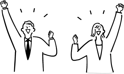 従業員が喜んでいる絵